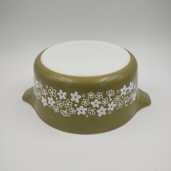 Pyrex Green Crazy Daisy Spring Blossom 475-B 2.5 qt Casserole Bowl NO LID MCM - Picture 4 of 6